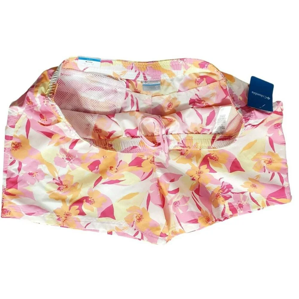 New Columbia Shorts Tropical Floral Pink Yellow Orange Womens 2X XXL Hawaiian - Picture 4 of 15